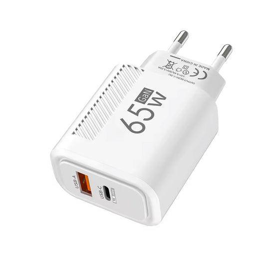Hleðslukubbur 65W með USB-A og USB-C tengi