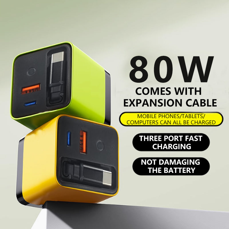 80W GaN Hleðslukubbur 2x port og USB-C hleðslukapall