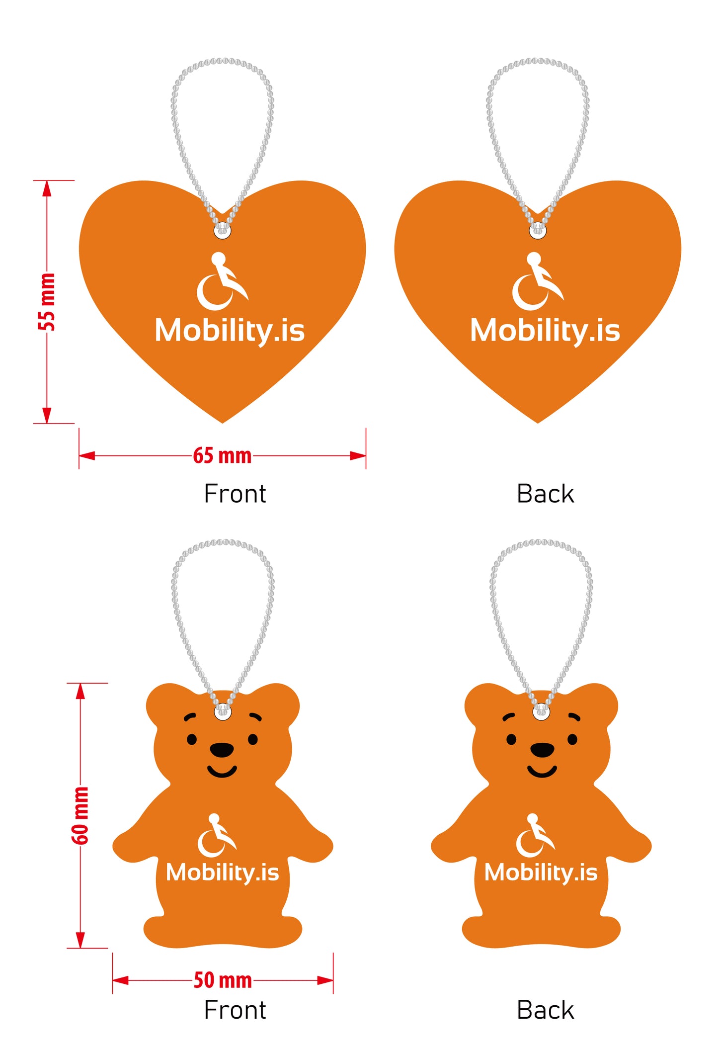 Appelsínugult endurskinsmerki